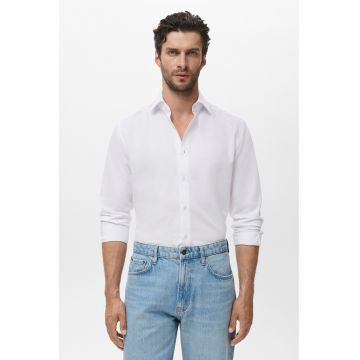 Camasa slim fit din amestec de bumbac - Alb optic