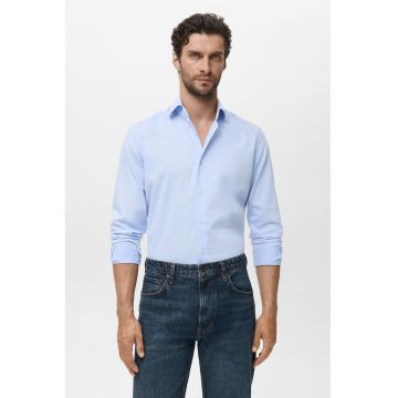 Camasa slim fit din amestec de bumbac - Albastru pal