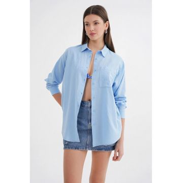 Camasa  supradimensionata - amestec de in - albastru deschis
