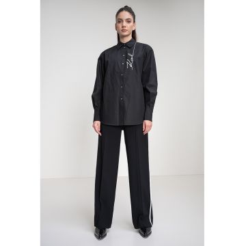 Camasa supradimensionata cu logo - Negru