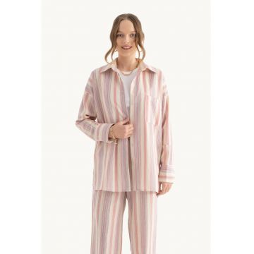 Camasa supradimensionata dama -  textil - cu dungi - multicolor