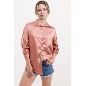 Camasa supradimensionata HiCCUP din satin - Maro deschis