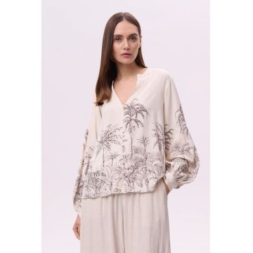 Camasa-tunica din amestec de in - Crem