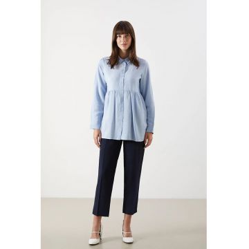 Camasa uni cu terminatie cu volane - Albastru deschis