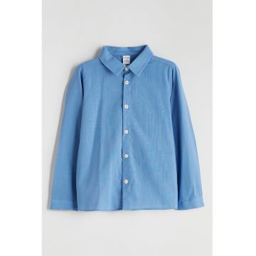 Camasa uni din bumbac - Albastru azur