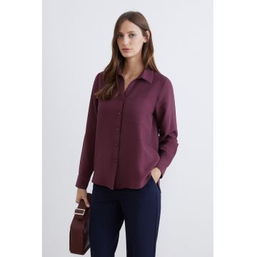 Camasa vaporoasa cu buzunar pe piept - Violet tyrian