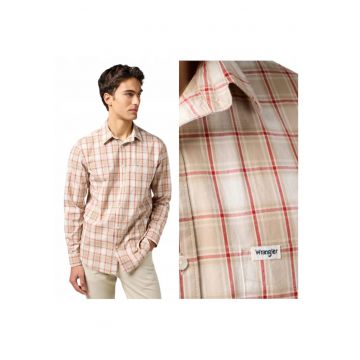 Camasa Barbati -  1 PKT Shirt - Regular Fit - Maneci Lungi - Cu Nasturi - Design Clasic - Bumbac - M INTL - Bej