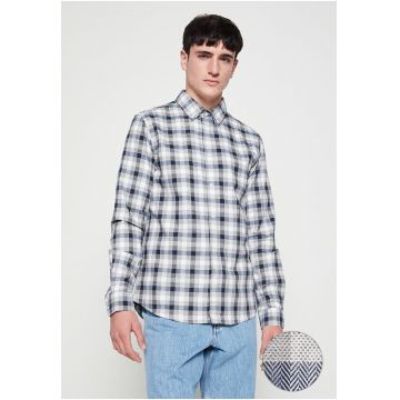 Camasa Barbati -  Bumbac - In Carouri - Regular Fit 2018 - Albastru