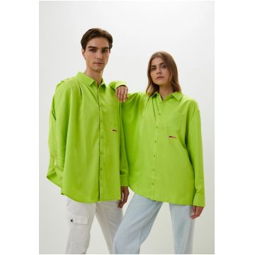 Camasa barbati -  RCPM Draped Button Down - verde - poliester