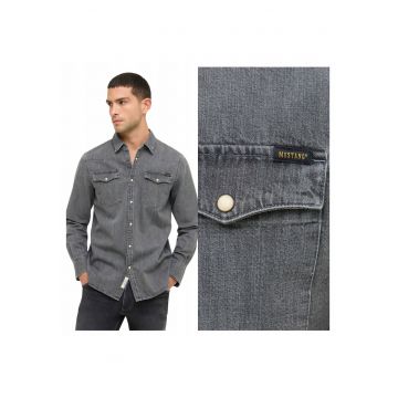 Camasa Barbati -  Style Duver - Regular Fit - Maneci Lungi - Cu Nasturi - Design Clasic - Bumbac - Gri - Gri