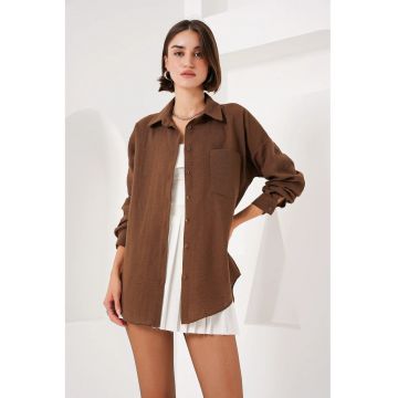 Camasa basic  amestec de in - maro - cu buzunare