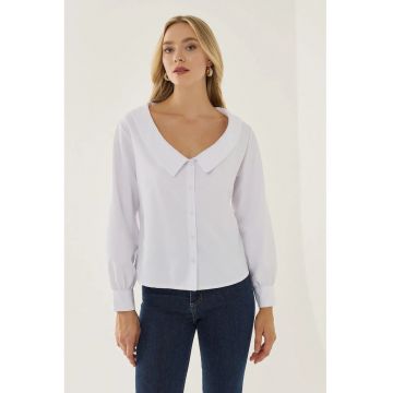 Camasa casual dama -  bumbac/poliester - Alb