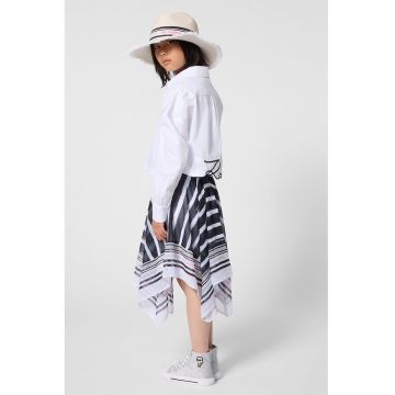 Camasa crop cu detaliu logo - Negru stins/Alb murdar