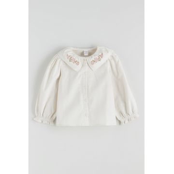 Camasa cu guler brodat - Alb/Roz