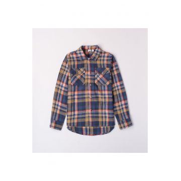 Camasa cu model carouri pentru baiat -  4.7683 - Multicolor - Portocaliu/Bej/Multicolor/Albastru