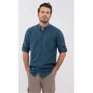 Camasa cu model in carouri  K-Rito pentru barbati - din bumbac - Turcoaz - Regular Fit