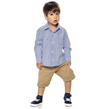 Camasa cu model in dungi - Alb/Albastru lavanda