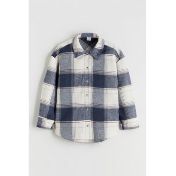 Camasa cu model si guler clasic - Alb/Bleumarin