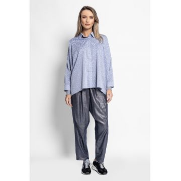 Camasa cu model si maneci cazute - Gri carbune