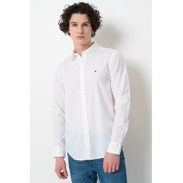 Camasa cu model uni si guler Kent - Alb