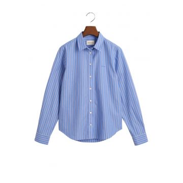 Camasa Dama -  Albastru - Bumbac - Dungi Vopsite 2282 - Albastru deschis