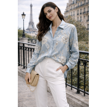 Camasa dama bleu din matase