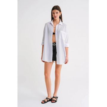 Camasa dama -  camasa cu maneca lunga - alb - textil - Alb