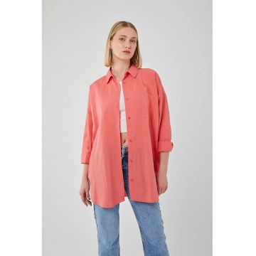 Camasa dama -  camasa cu maneca lunga - rosu ciresiu - textil