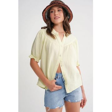 Camasa dama -  camasa cu maneca scurta - galben chihlimbar - amestec de in