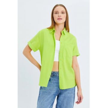 Camasa dama -  camasa poplin Slim Fit - verde padure - textil