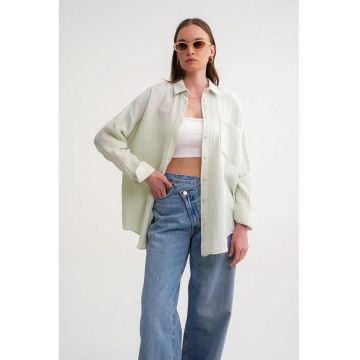 Camasa dama -  camasa supradimensionata - verde pin - textil
