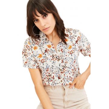 Camasa dama -  cu maneca scurta - textil - multicolor - Portocaliu