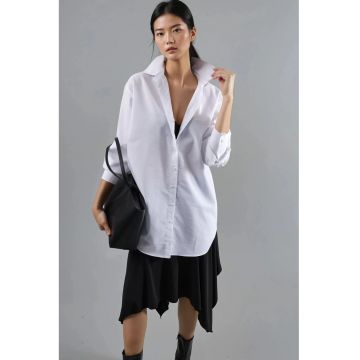 Camasa dama -  cu nasturi - alb - bumbac/poliester