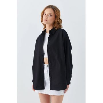 Camasa dama  roz neon - Negru