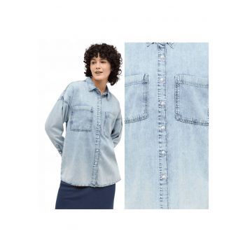 Camasa Dama -  Style Tacoma Shirt - Regular Fit - Maneci Lungi - Design Clasic - Cu Nasturi - Bumbac - M INTL - Albastru