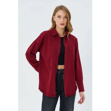 Camasa dama -  supradimensionata - bumbac - visiniu -