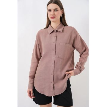 Camasa dama -  supradimensionata - roz - amestec de in