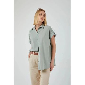 Camasa dama -  supradimensionata - verde salvie - textil