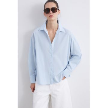 Camasa de bumbac cu maneci lungi - Albastru pastel