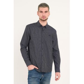 Camasa de bumbac in carouri - Alb/Albastru ultramarin