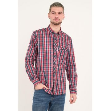 Camasa de bumbac in carouri - Rosu/Alb/Bleumarin