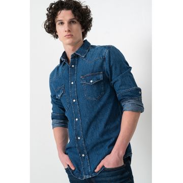 Camasa de denim Noah - Albastru melange
