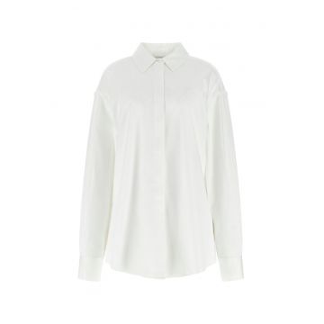 Camasa din amestec de bumbac cu model uni - Alb