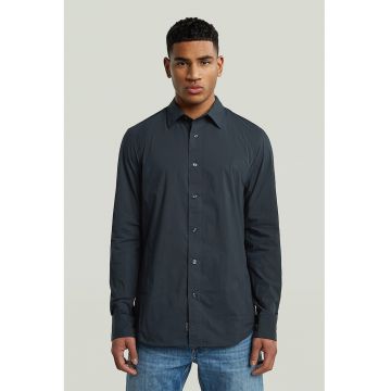 Camasa din amestec de bumbac organic cu guler ascutit - Gri carbune