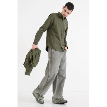 Camasa din amestec de bumbac - Verde masliniu