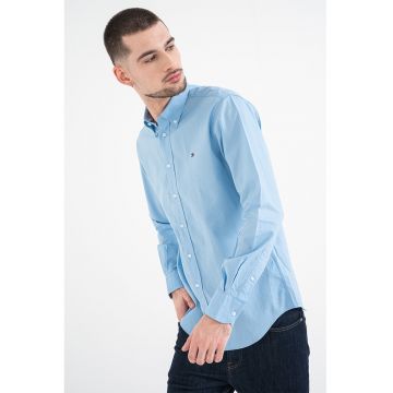 Camasa din bumbac cu guler Oxford - Albastru glaciar