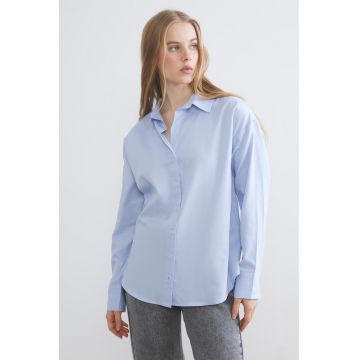 Camasa din bumbac cu maneci lungi - Albastru pastel