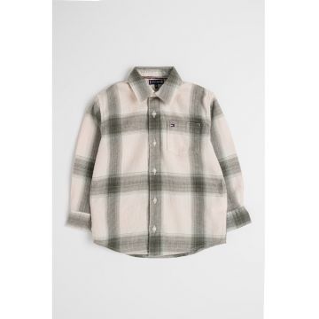 Camasa din bumbac cu model in carouri - Verde/Bej deschis