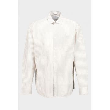 Camasa din bumbac organic cu dungi - Alb/Verde deschis