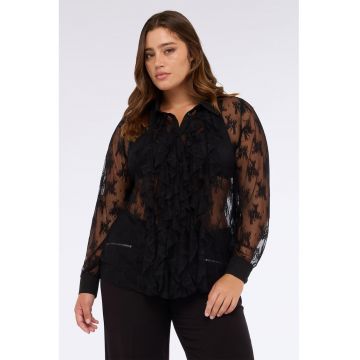 Camasa din dantela cu volane - Negru
